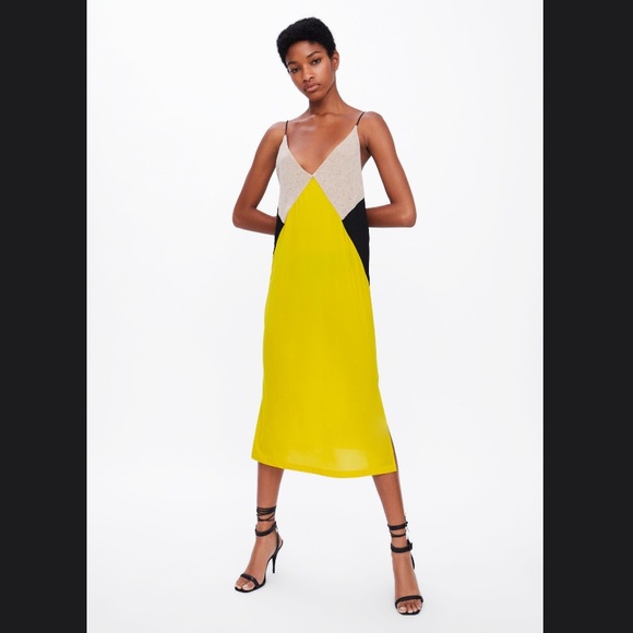 Zara Dresses & Skirts - 🏷NWT Zara Midi V Neck Block Color Dress M